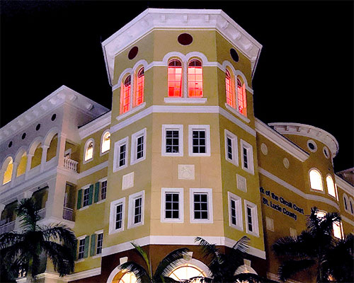 The St. Lucie Clerk &amp; Comptroller building at 201 S. Indian River Drive will Light Up Orange for Hunger Action Month.
